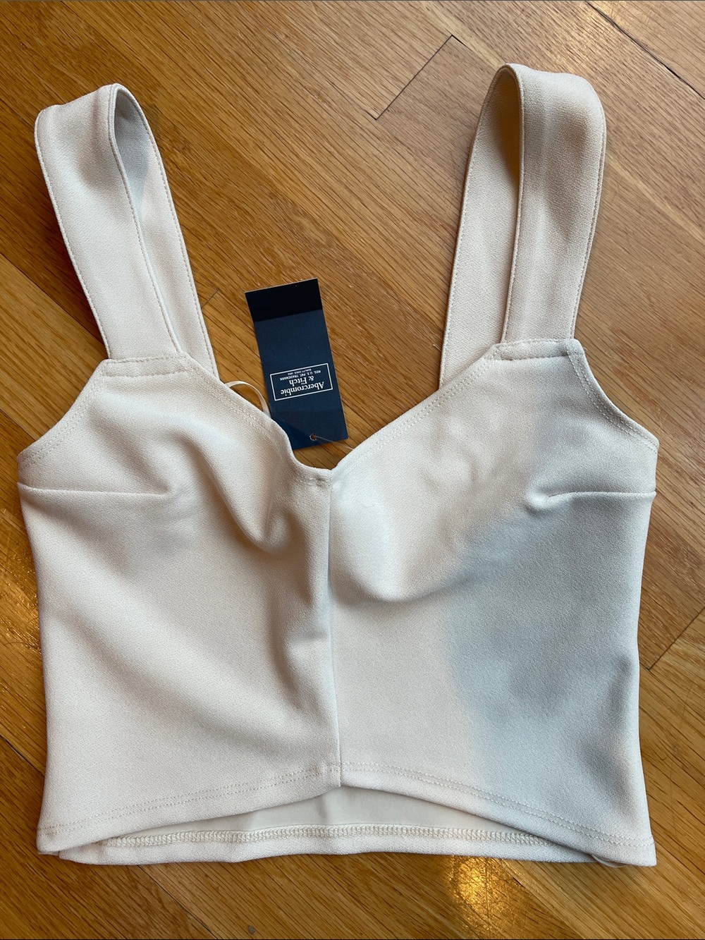 Abercrombie & Fitch Cream Structured Cropped Tank Top